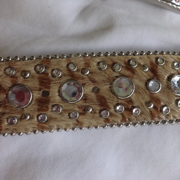 Christine Alexander women's belt size L Rhinestones on Brown Pony color, VGC - Picture 5 of 10